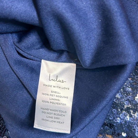 Lulu's Light Up The Night Navy Sequin V-Neck Shirt Dress- Size XS - Picture 12 of 13